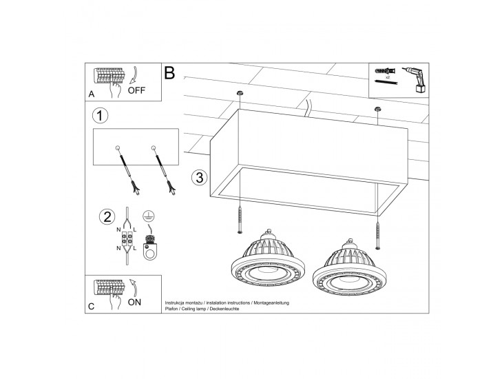 Quatro 2 természetes fa mennyezeti lámpa