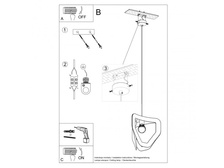 Tres fehér függőlámpa