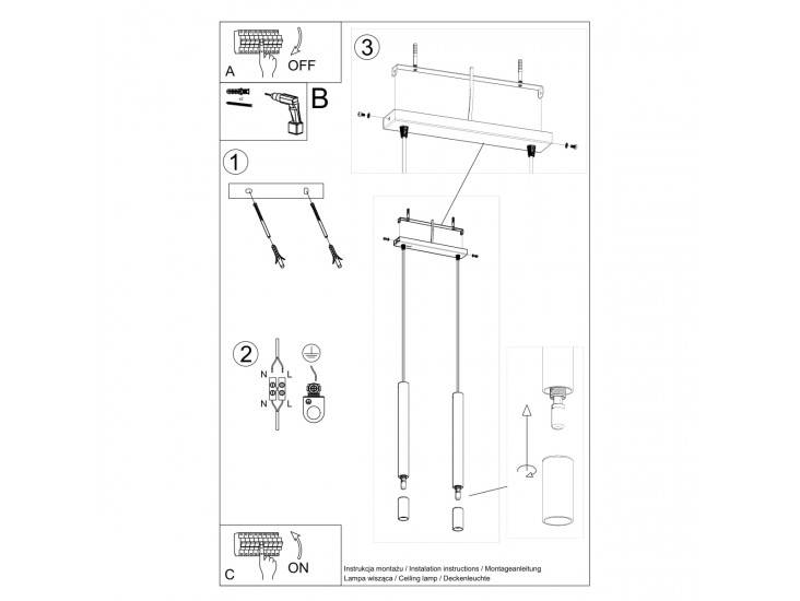 Wezyr 2 fehér függőlámpa