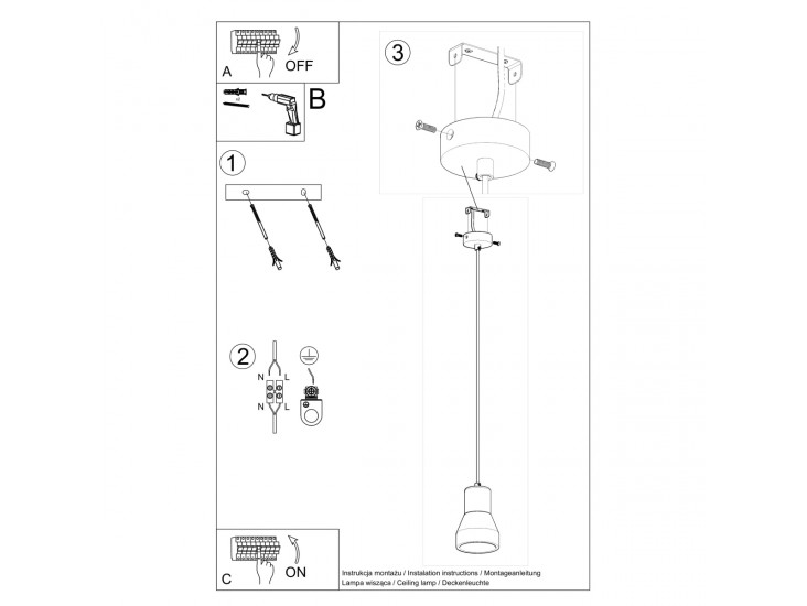 Qubic fekete függőlámpa