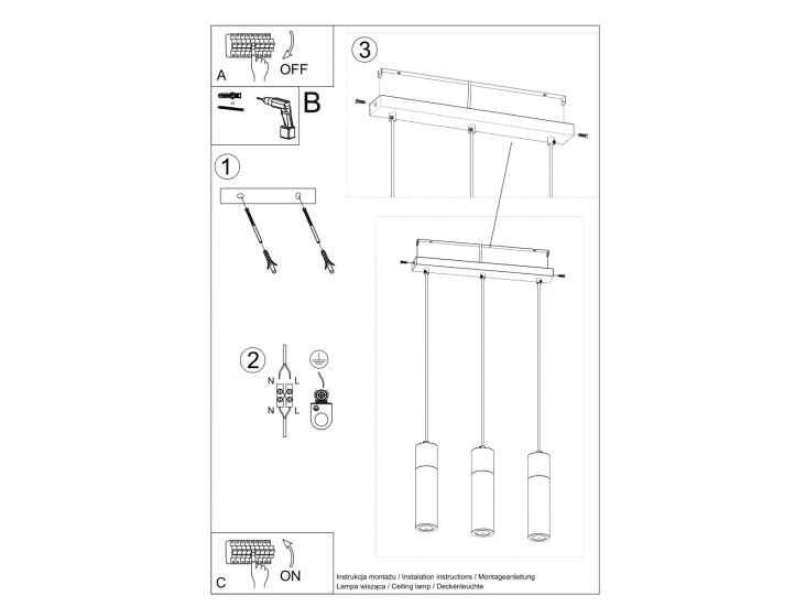 ZANE 3 szürke függőlámpa