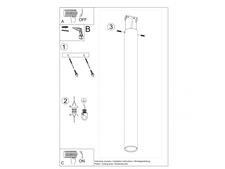 Lagos 60 fehér mennyezeti lámpa