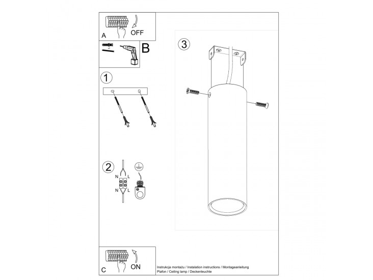 Lagos 20 fekete mennyezeti lámpa
