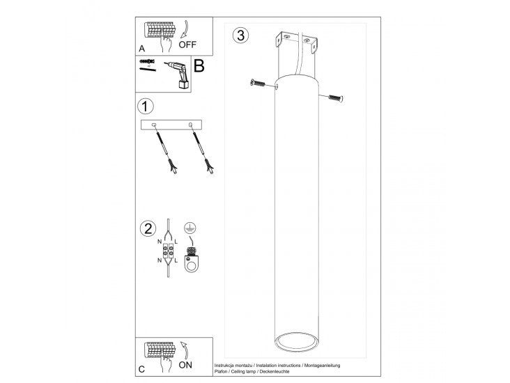 Lagos 40 fekete mennyezeti lámpa