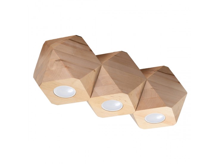 Woody 3 természetes fa mennyezeti lámpa