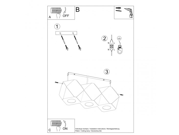 Woody 3 természetes fa mennyezeti lámpa