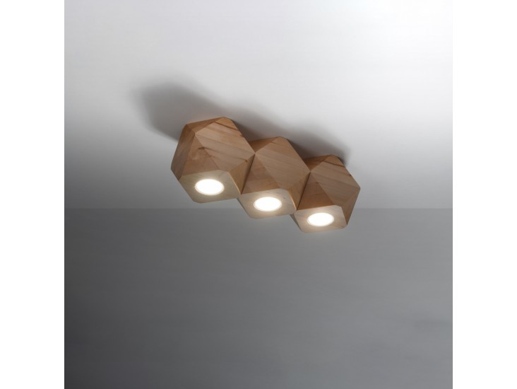 Woody 3 természetes fa mennyezeti lámpa