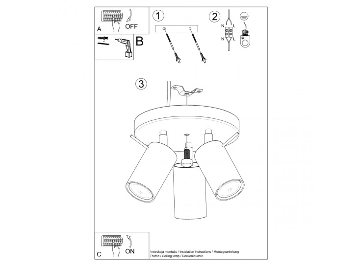 Ring 3P fehér mennyezeti lámpa