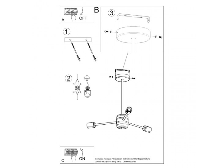 Lango 3 fekete csillár