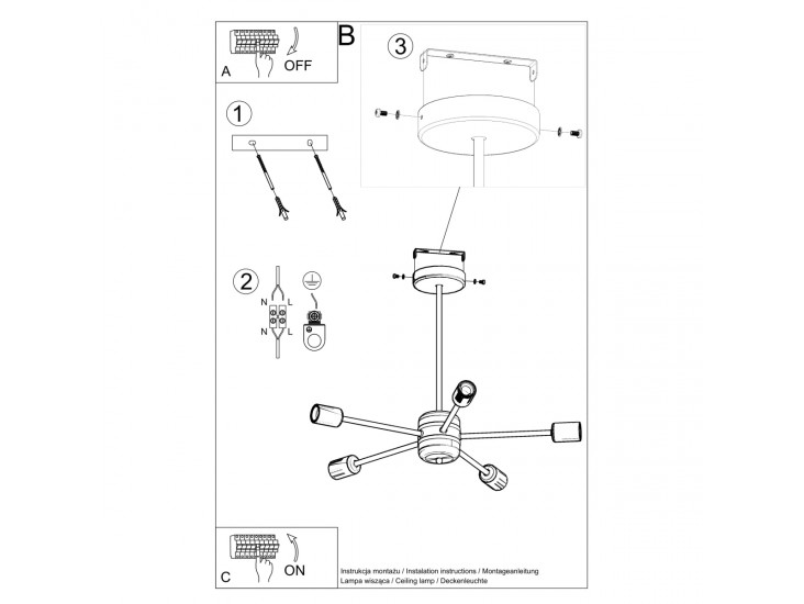 Lango 5 fekete csillár