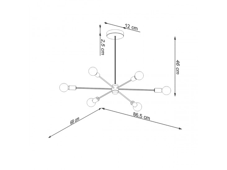 Lango 6 fekete csillár