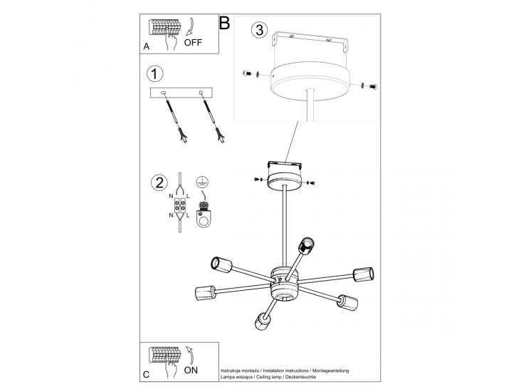 Lango 6 fekete csillár