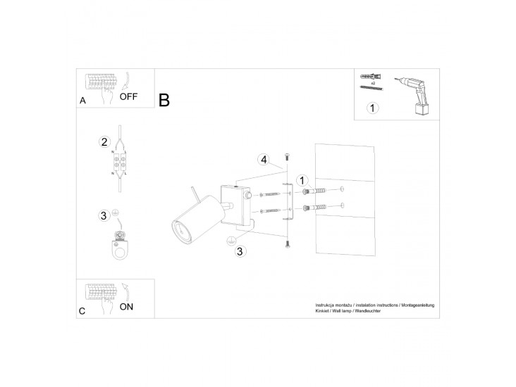 Ring fehér fali lámpa kapcsolóval