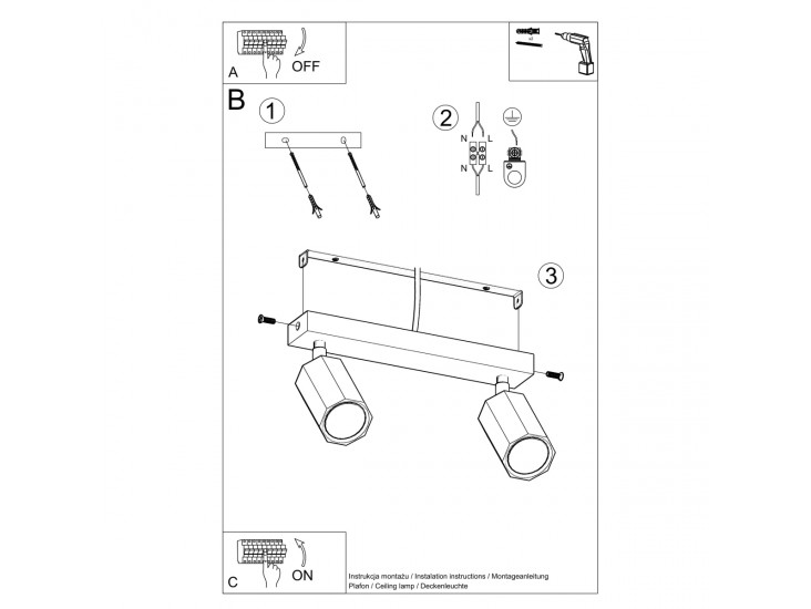 Zeke 2 tölgyfa mennyezeti lámpa