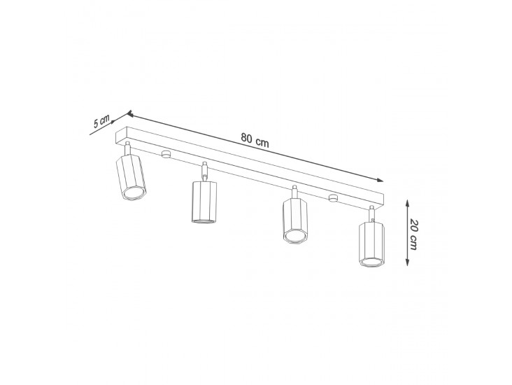 Zeke 4 tölgyfa mennyezeti lámpa