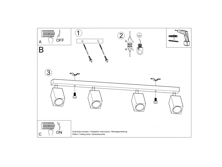 Keke 4 tölgyfa mennyezeti lámpa