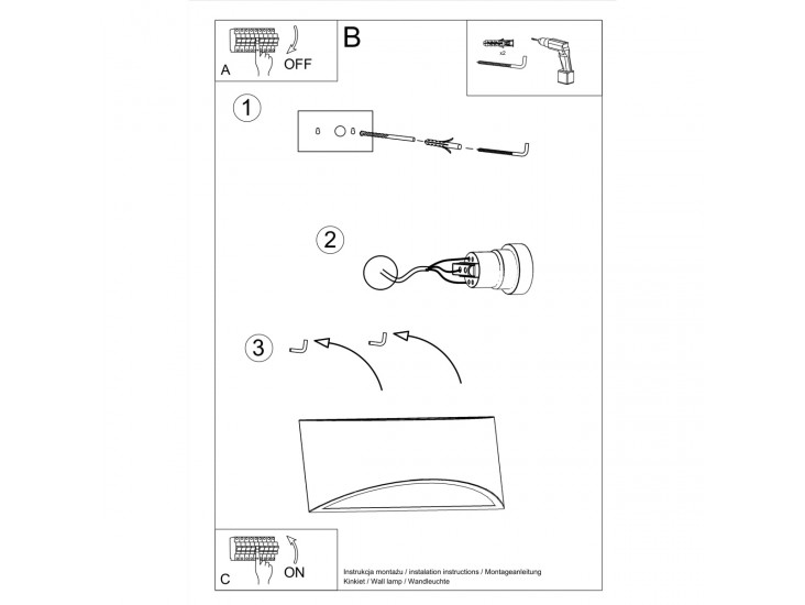 Vixen fényes fehér lakkozott fali lámpa