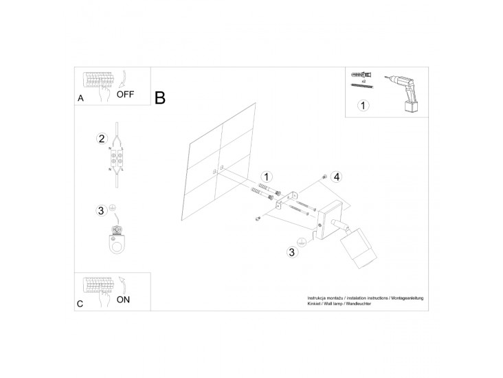 Nero fekete/króm fali lámpa