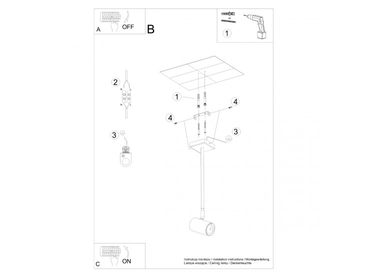 Norano fekete mennyezeti lámpa