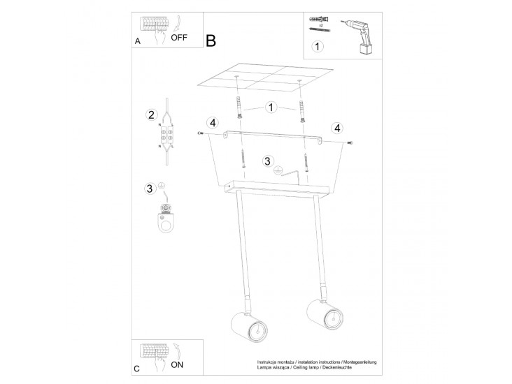 Norano 2 fekete mennyezeti lámpa