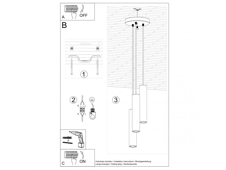 Lagos 3P fehér függőlámpa