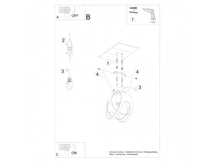 Tulos fehér mennyezeti lámpa