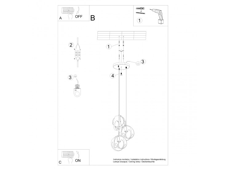 Tulos 3P fehér függőlámpa