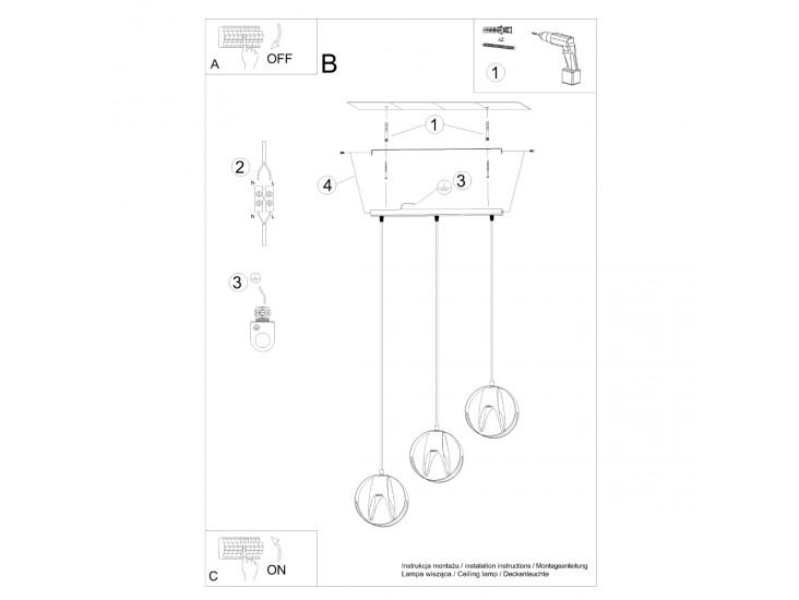 Tulos 3L fehér függőlámpa