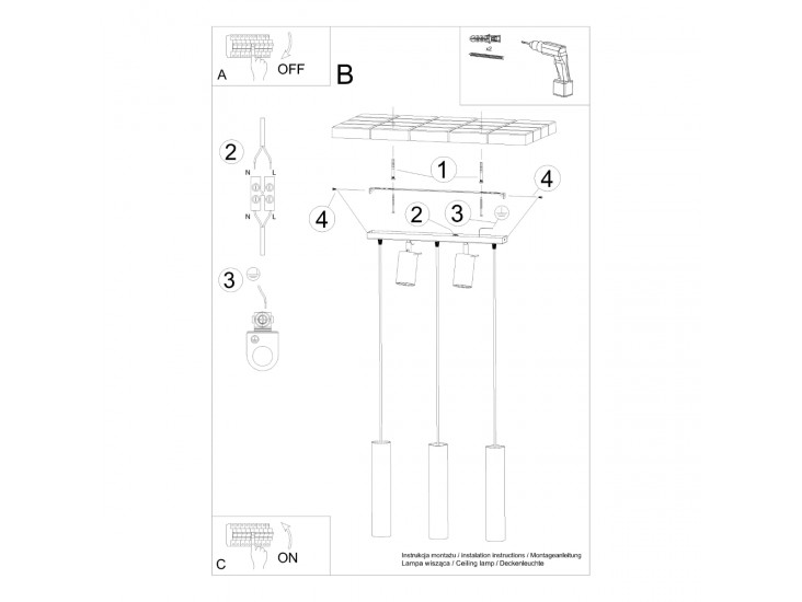 Ring 3 fekete függőlámpa