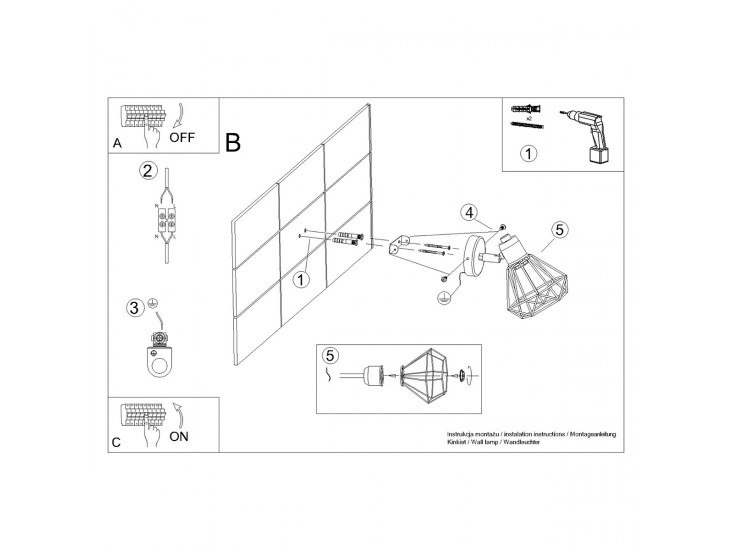 Artemis 1 fekete fali lámpa