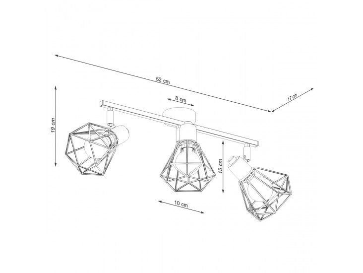 Artemis 3 fekete mennyezeti lámpa