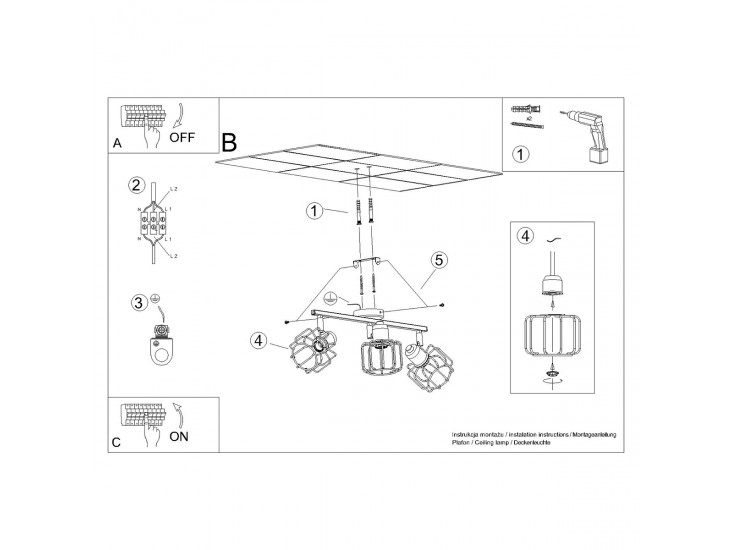 Beluci 3 fehér mennyezeti lámpa