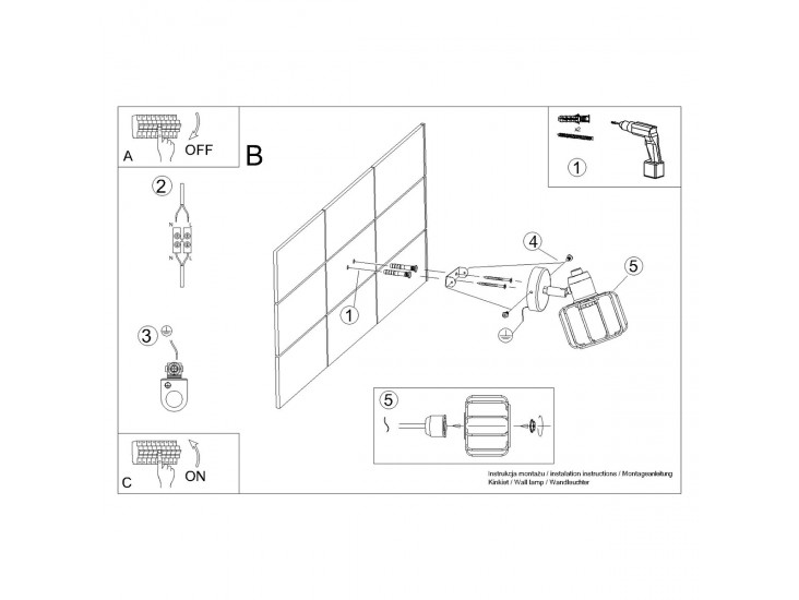 Beluci 1 fekete fali lámpa