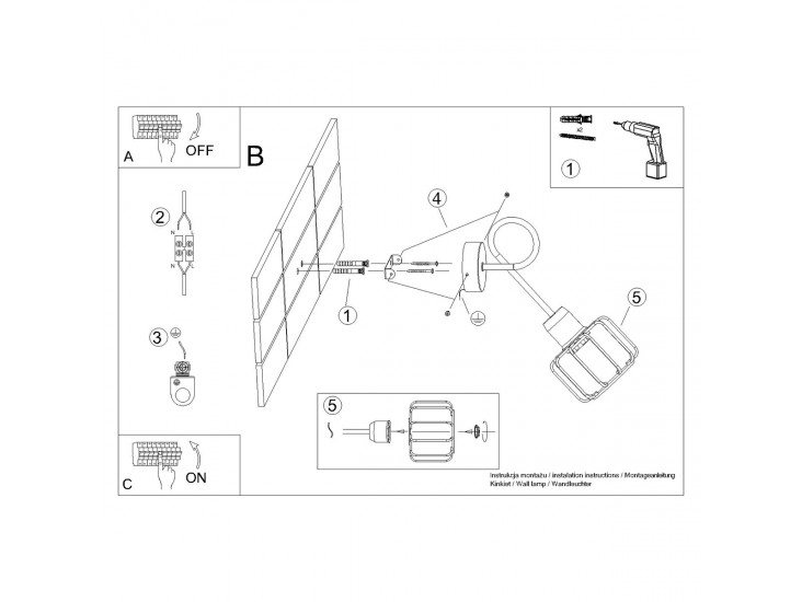 Beluci 1S fekete fali lámpa