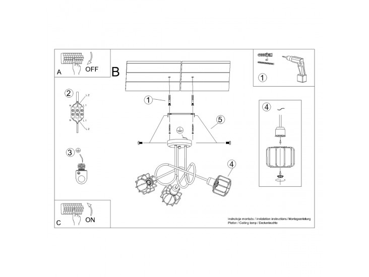 Beluci 3S fekete csillár