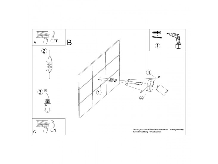 Fornes 1 fekete fali lámpa