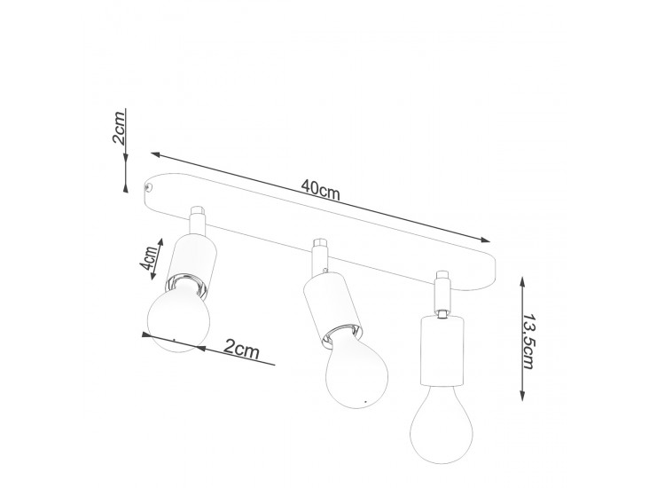 Fornes 3 fekete mennyezeti lámpa
