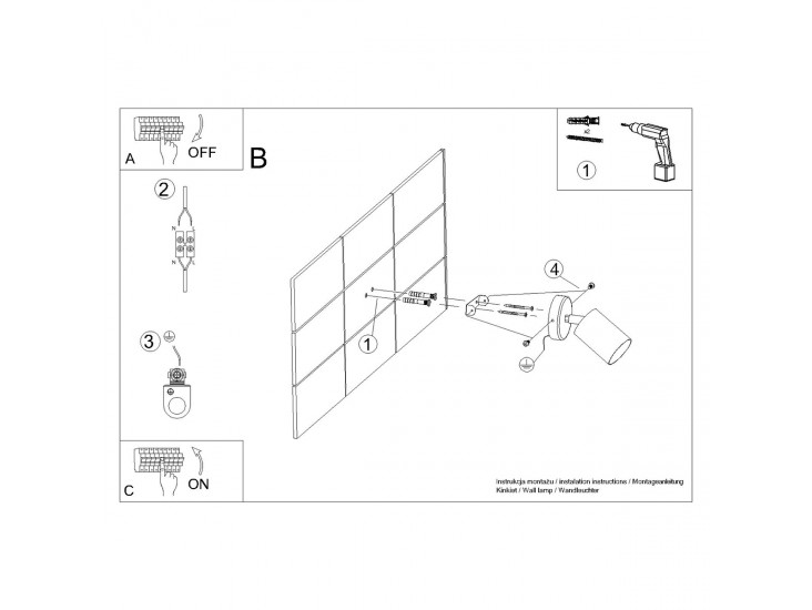 Lemmi 1 fekete fali lámpa