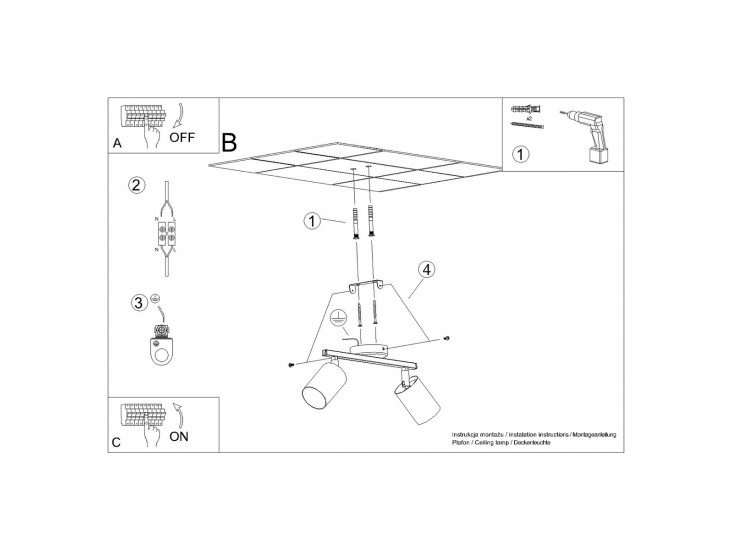 Lemmi 2 fekete mennyezeti lámpa