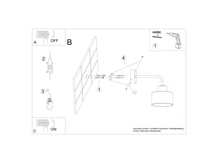Savar 1 fekete fali lámpa