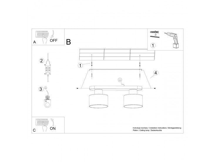 Savar 2 fekete mennyezeti lámpa