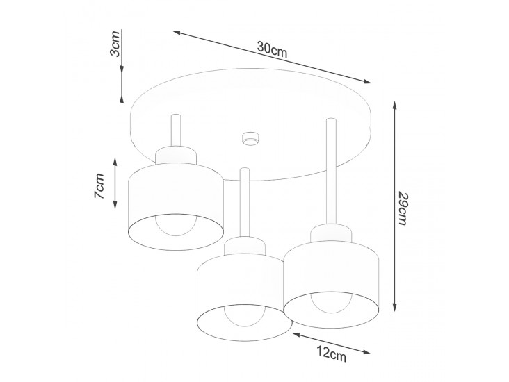 Savar 3 fekete mennyezeti lámpa