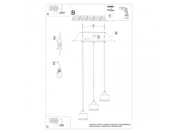 Savar 3 fekete függőlámpa