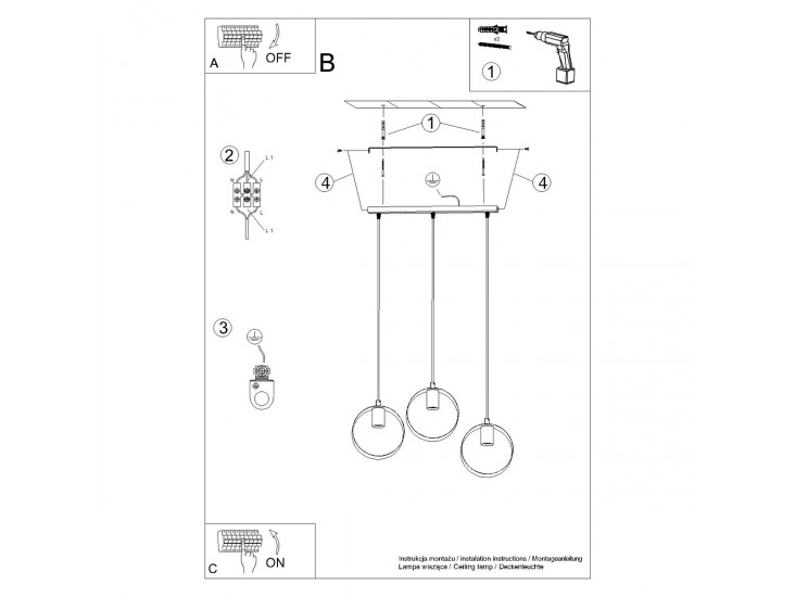 Titran 3 fehér függőlámpa