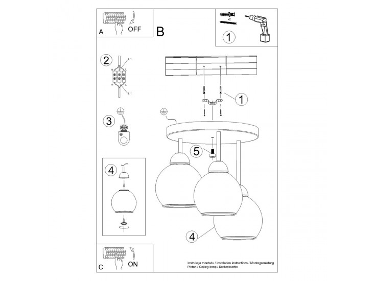 Alino 3 fekete csillár