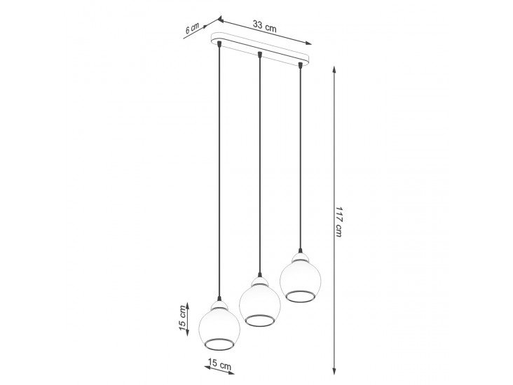 Alino 3 fekete függőlámpa