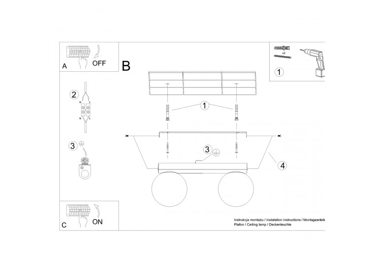Yoli 2 fehér mennyezeti lámpa