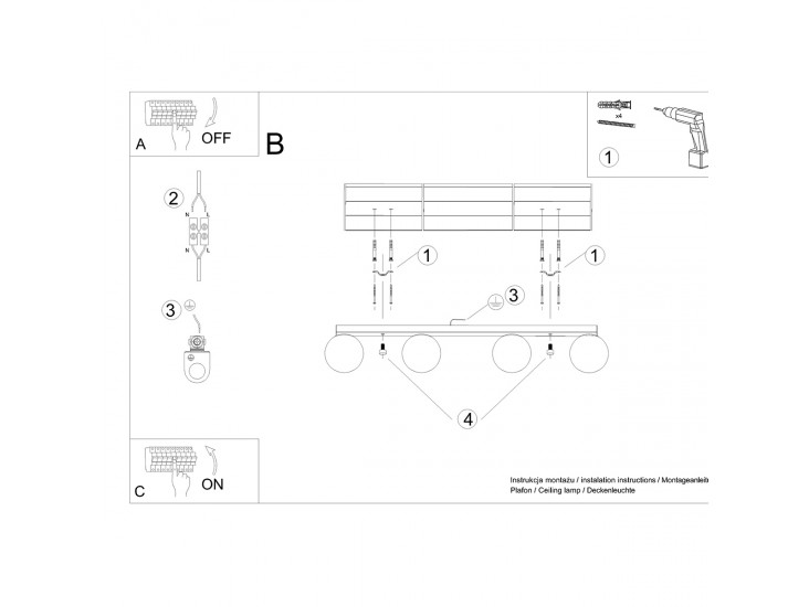 Yoli 4 fehér mennyezeti lámpa