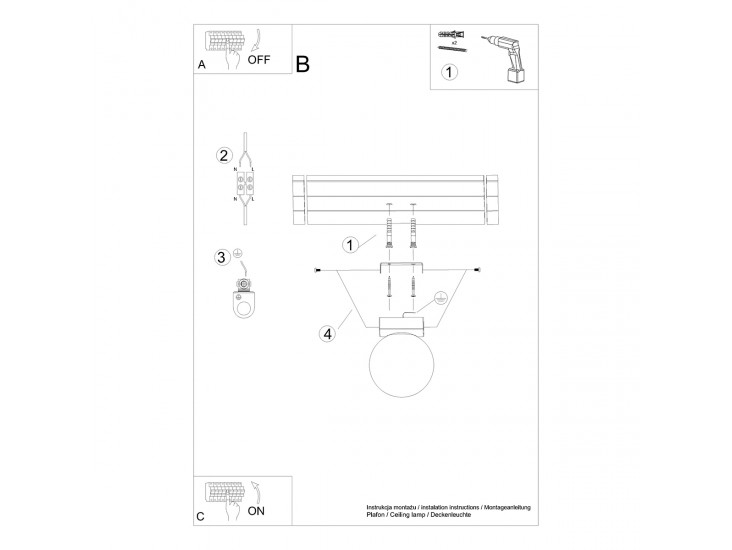 Yoli 1 fekete mennyezeti lámpa