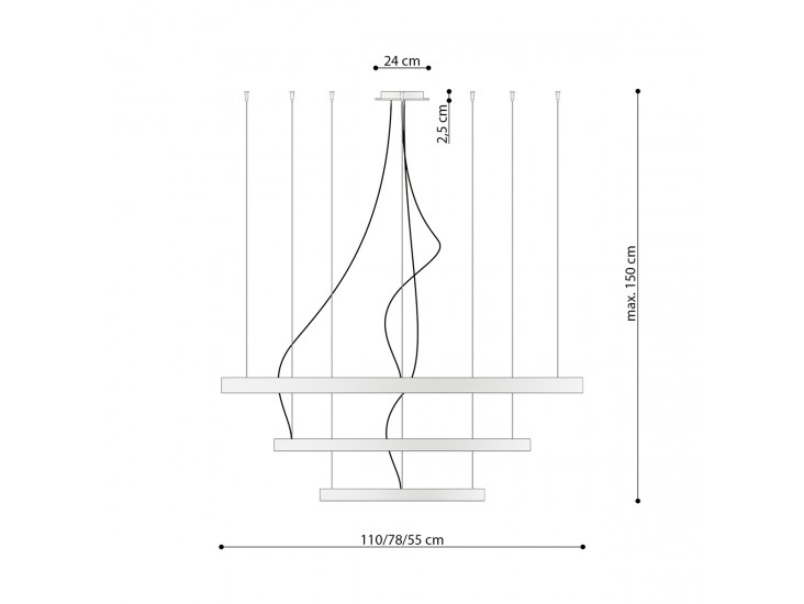 Rio 3 55/78/110 fekete LED 4000K csillár
